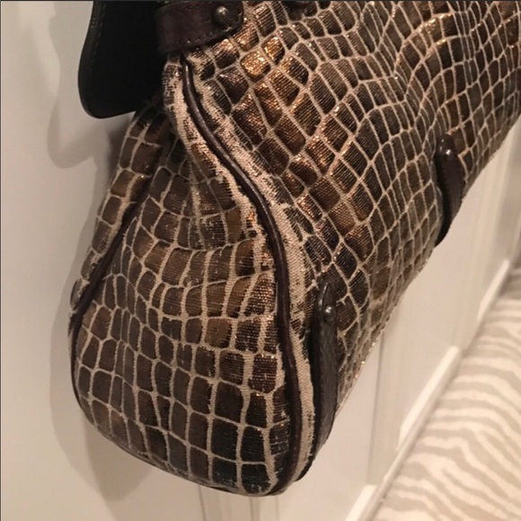 💯Authentic Fendi Metallic Croc Print on Canvas - Picture 3 of 7